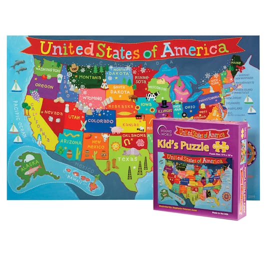Round World Products RWPKP02 24 x 36 in. United States Jigsaw Puzzle for Kid